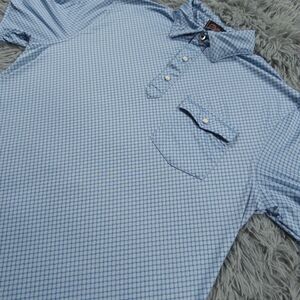 Rafter C Shirt Small Blue White Polo Pearl Snap Golf Diamond Geometric Mens